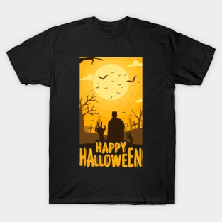 Happy Halloween zombie hand bat T-Shirt